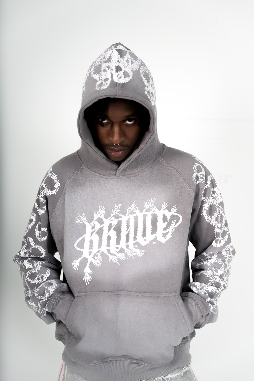 Grey Peace and Love Hoodie