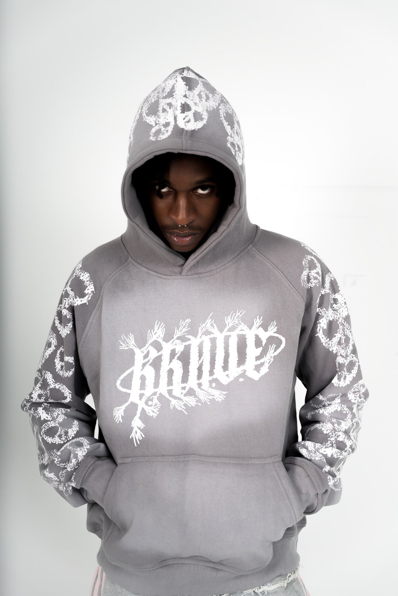 Grey Peace and Love Hoodie