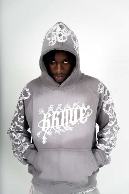 Grey Peace and Love Hoodie